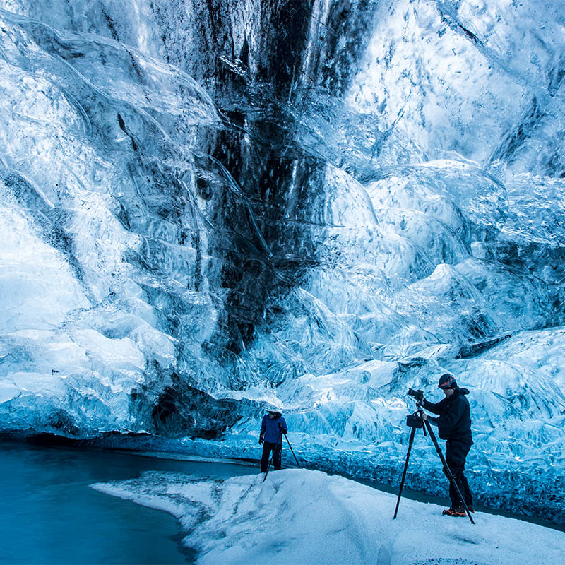 Photographing Ice Cave in Iceland